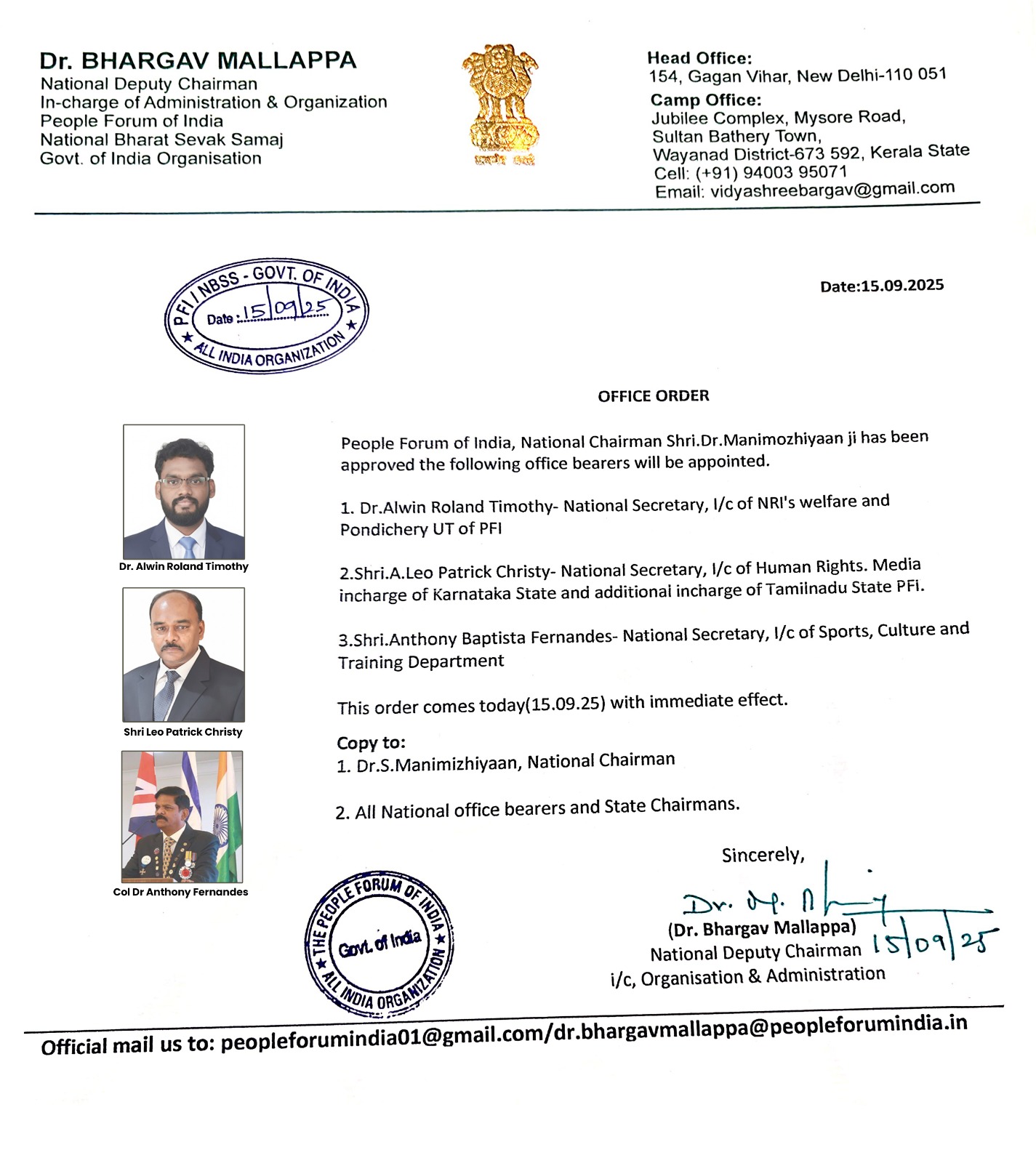 PFI Appoints New National Secretaries to Drive Welfare, Rights, and Cultural Initiatives