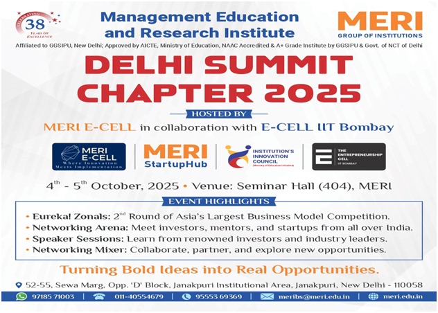 MERI to Host Delhi Chapter Summit 2025, Boosting India’s Startup Ecosystem